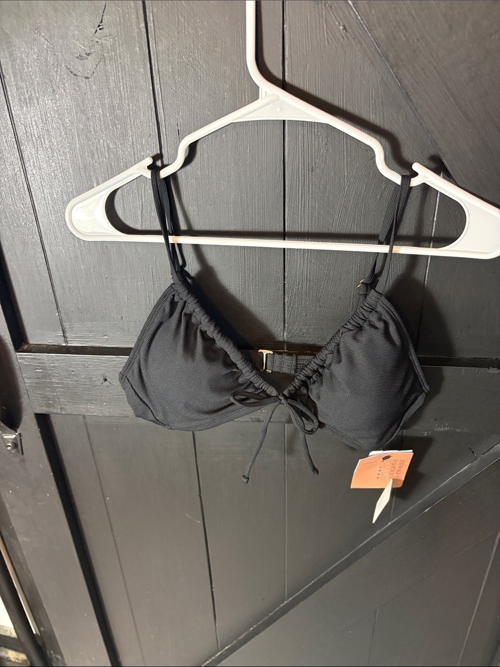 Shade & Shore Black Tie-Front Bralette Top